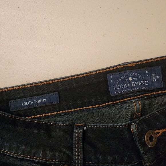Lucky Brand Women Lolita Skinny Cuffed Jeans Dark Wash Low Rise Size 2/26R - Picture 6 of 11